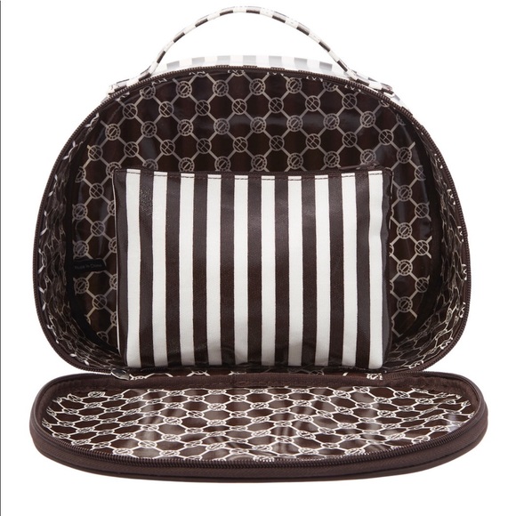 Henri Bendel Centennial Stripe Round Train Case - Picture 2 of 8